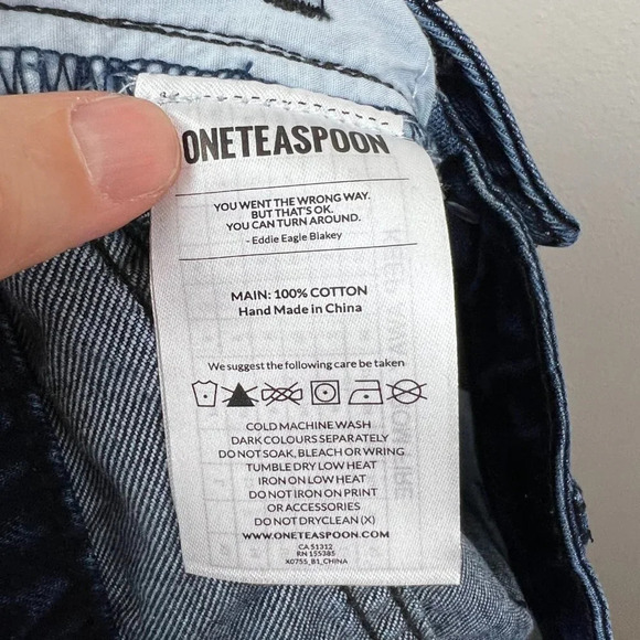 One Teaspoon Freebirds Jeans Size 26 High Rise Dark Wash Distressed Frayed Hem - Picture 12 of 13